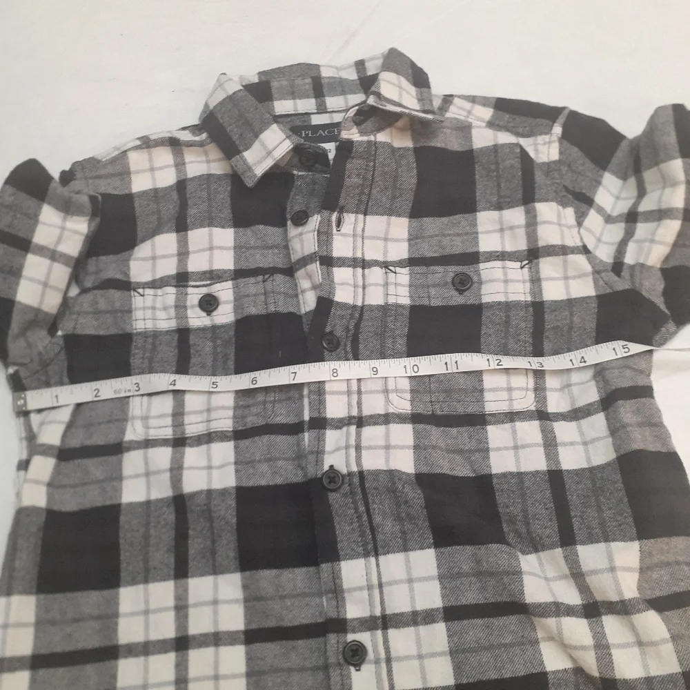 NWT Children's Place Black and White Plaid Long Sleeve Button Down Shirt